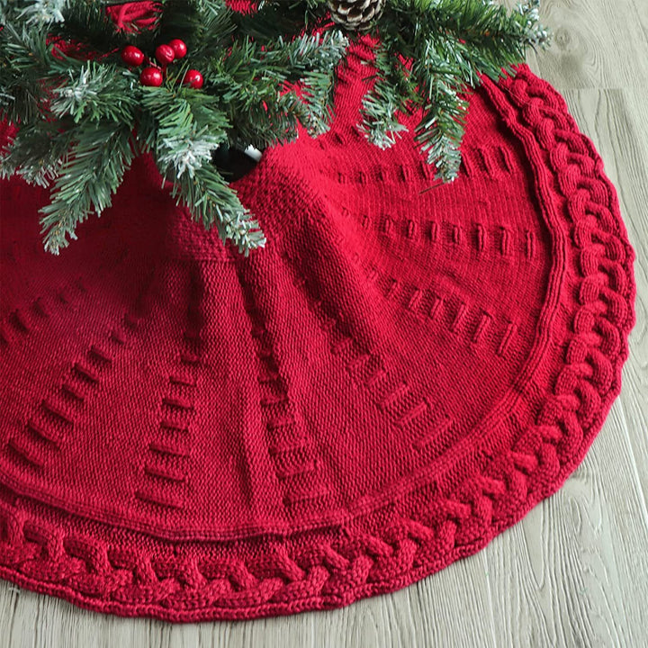 Christmas Knitted Tree Skirt Red Decorations by 253444