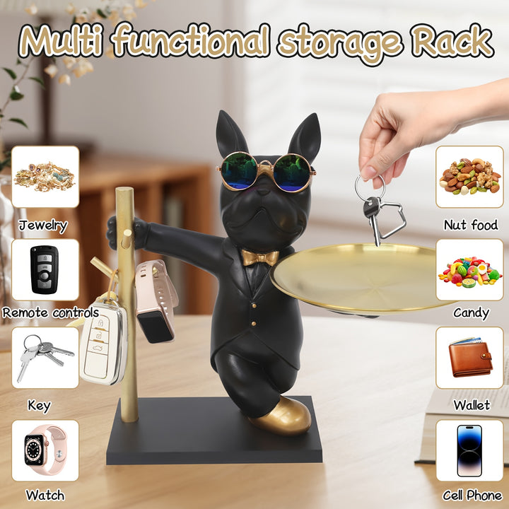 Bandeja De Resina Bulldog Porta Chaves Estatueta Decoracao