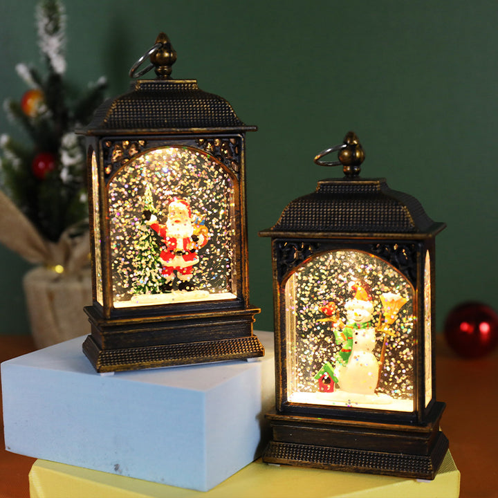 Christmas Decoration Luminous Water Injection Flat Storm Lantern Desktop Decoration by 253444