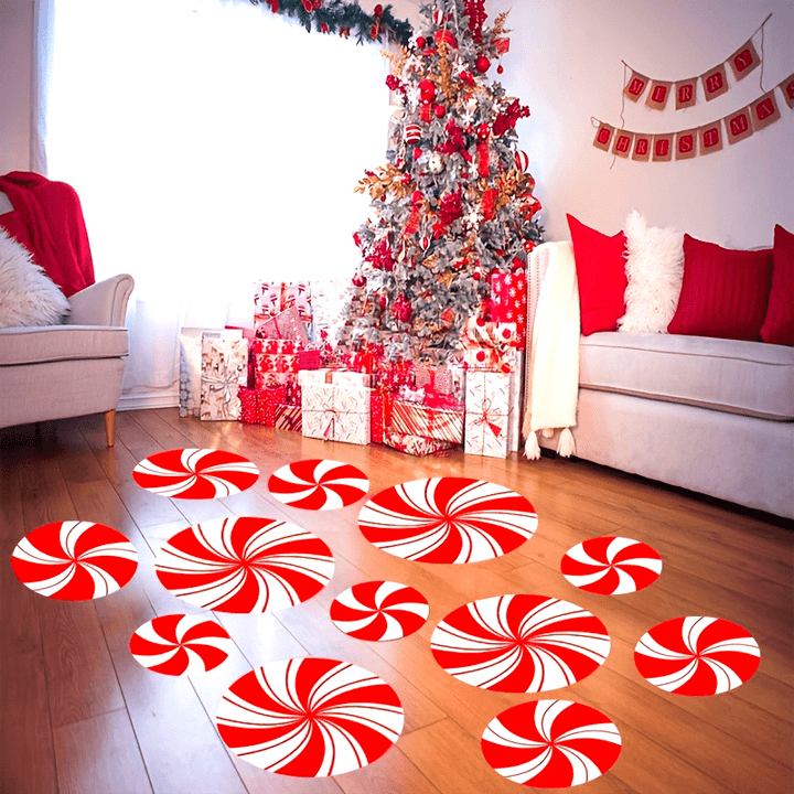 Adesivos Vermelhos De Doce Natal Decoração Festiva Casa 12