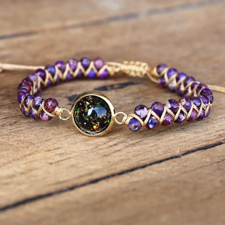 Pulseira Orgonita Imperial Trançada Boho Yoga Artesanal