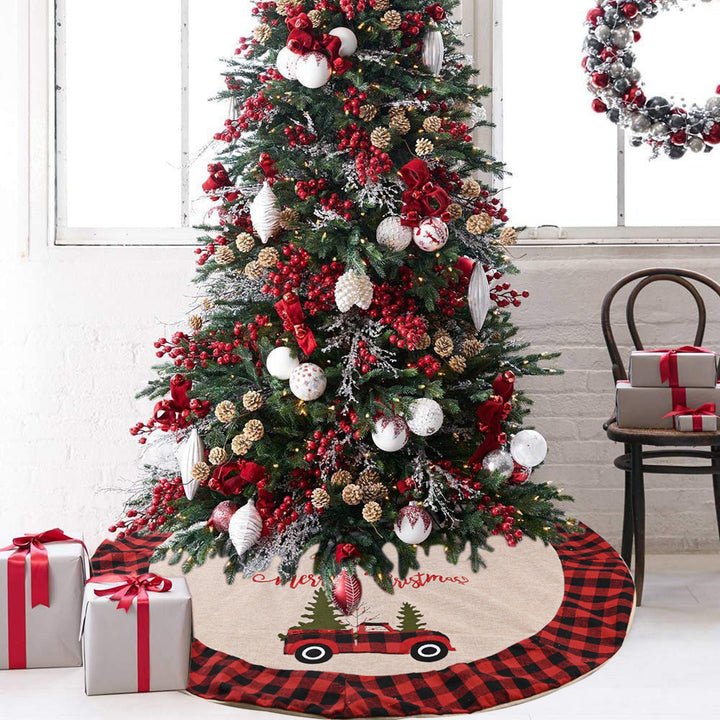 Linen Tree Skirt Car Christmas Tree 120CM Christmas Decoration Tree by 253444