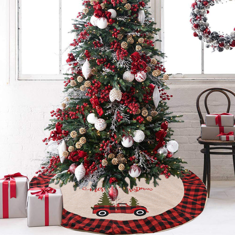 Linen Tree Skirt Car Christmas Tree 120CM Christmas Decoration Tree by 253444