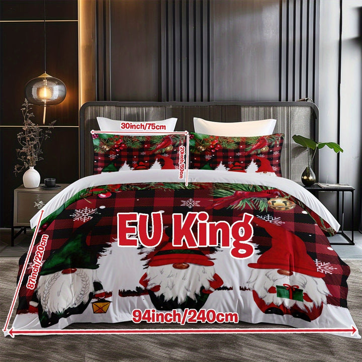 Conjunto Cama Natal Três Peças Capa Edredão Impressão