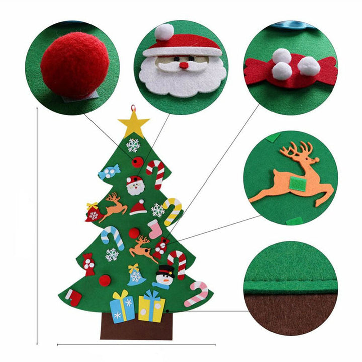 DIY Felt Christmas Tree New Year Toddler Kids Handmade Gift Toys Door Wall Hanging Ornaments Holiday Party Home Decor Set by 253444