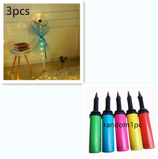 Buquê Rosas Balões LED Luminosos Transparente Bobo Ball