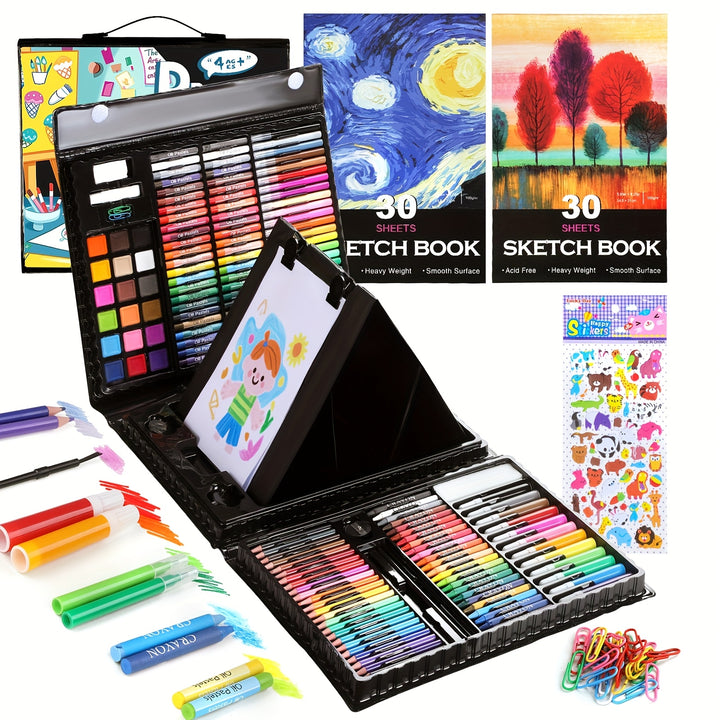 Kit De Arte Infantil 237 Peças Com Lousa Dupla Não Tóxico