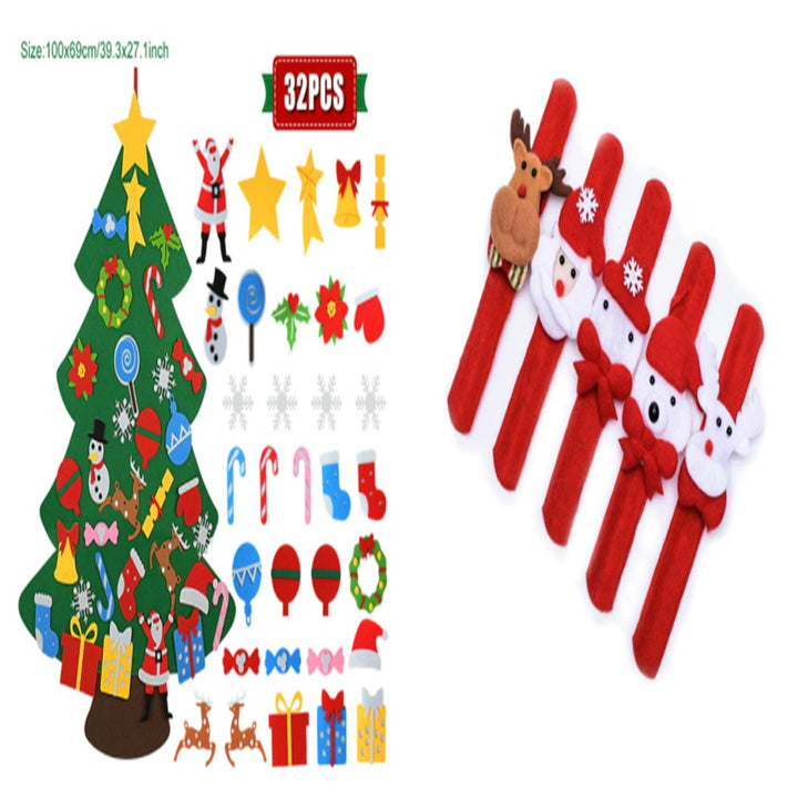 DIY Felt Christmas Tree New Year Toddler Kids Handmade Gift Toys Door Wall Hanging Ornaments Holiday Party Home Decor Set by 253444