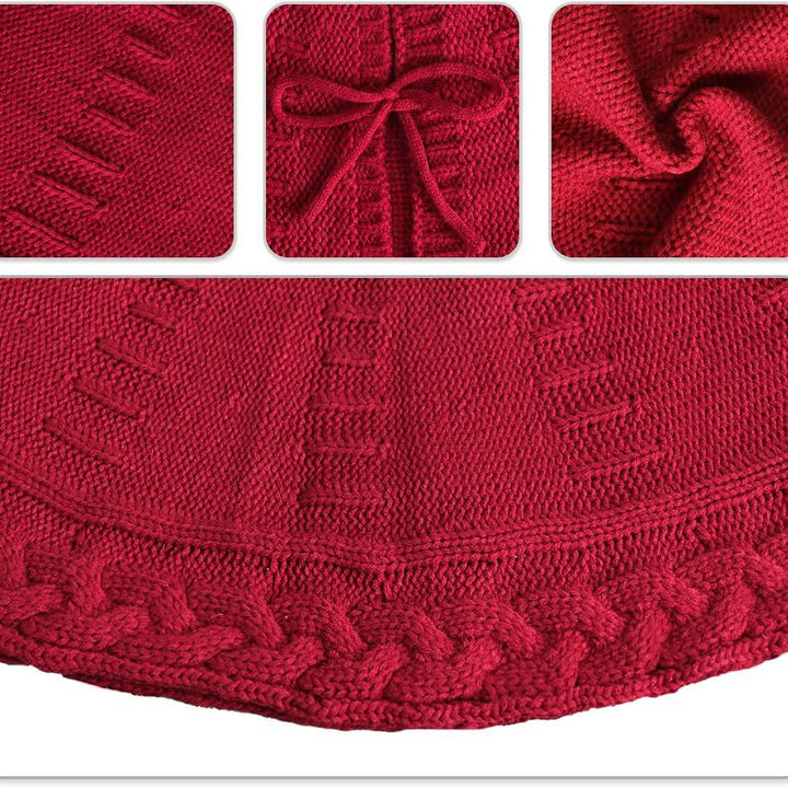 Christmas Knitted Tree Skirt Red Decorations by 253444