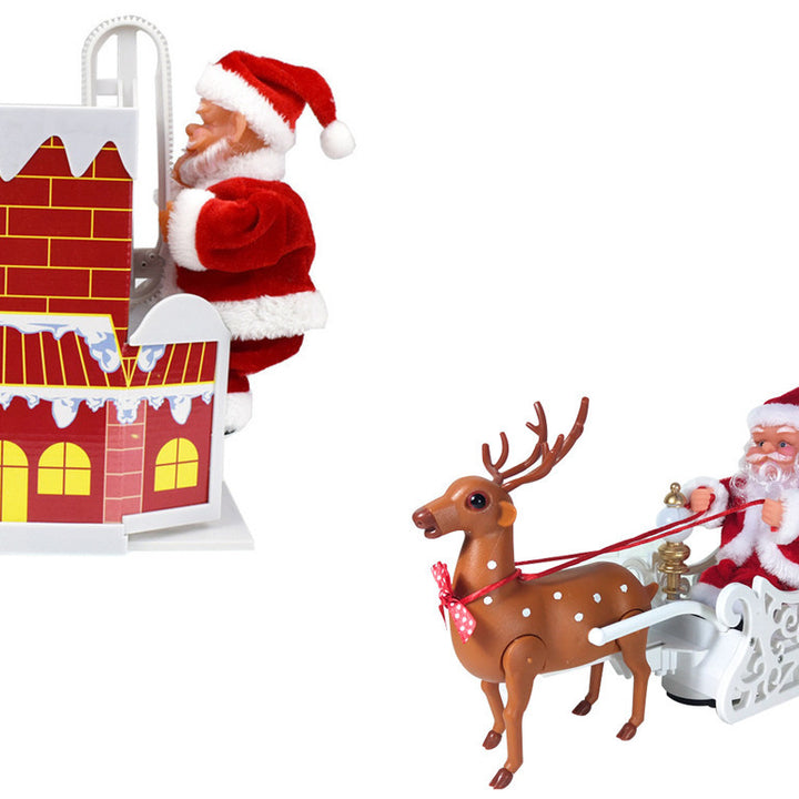 Electric Climbing Chimney Santa Claus Christmas Decoration Figurine Ornament Family New Year Party Santa Claus New Year Gift by 253444