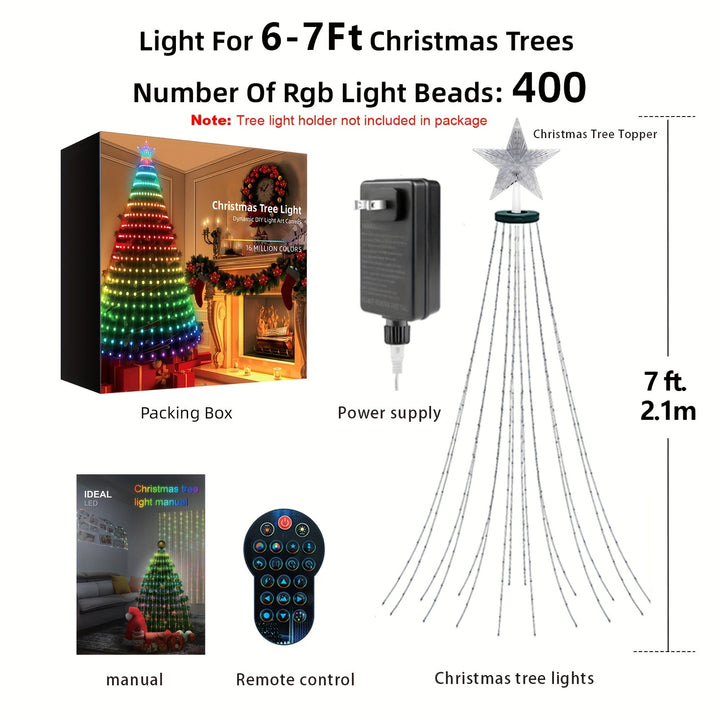 Luz De Árvore De Natal LED 400 Ritmo Musical 6 A 7Ft Festa by Casa Perfeita