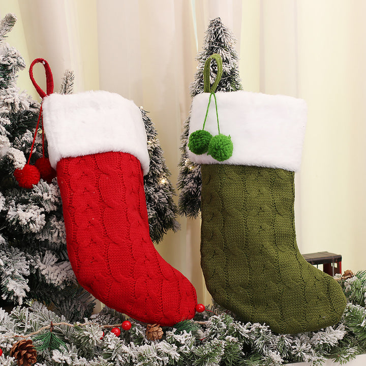 New Christmas Ornaments Knitted Striped Wool Socks by 253444