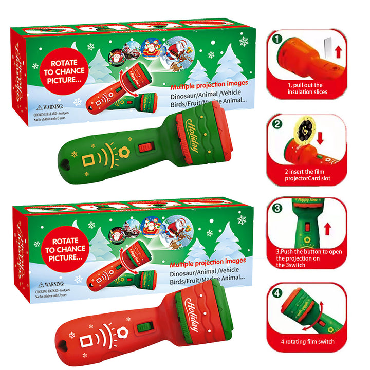 Santa Christmas Tree Flashlight Projector Torch Lamp Toy Early Education Toy For Kid Holiday Birthday Xmas Gift by 253444