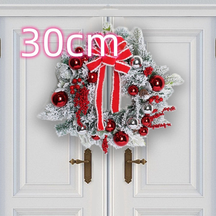New Flocking Wreath Outdoor Decoration Door Hanging Christmas Wreath Rattan by 253444