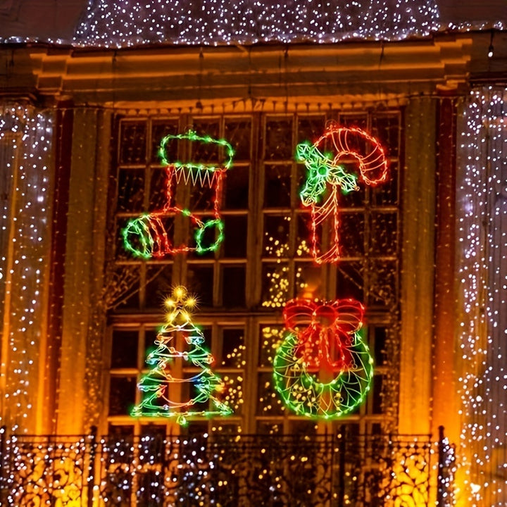 Bengalas Luminosas Conjunto 4 Decoracao Natal Janela Festiva