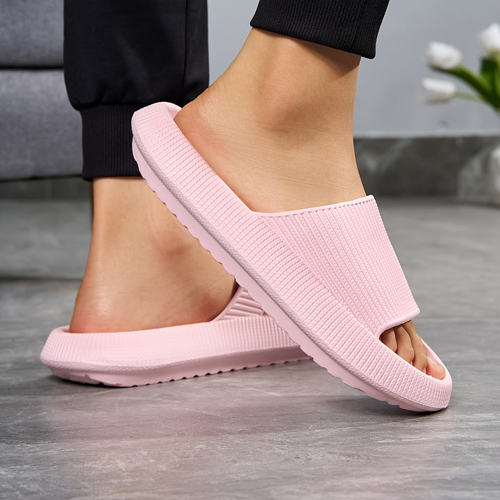 Women's Solid Color Flat Slides, Slip On Soft-sole Minimalist Shoes, Comfy & Casual Summer Light Shoes by Casa Perfeita