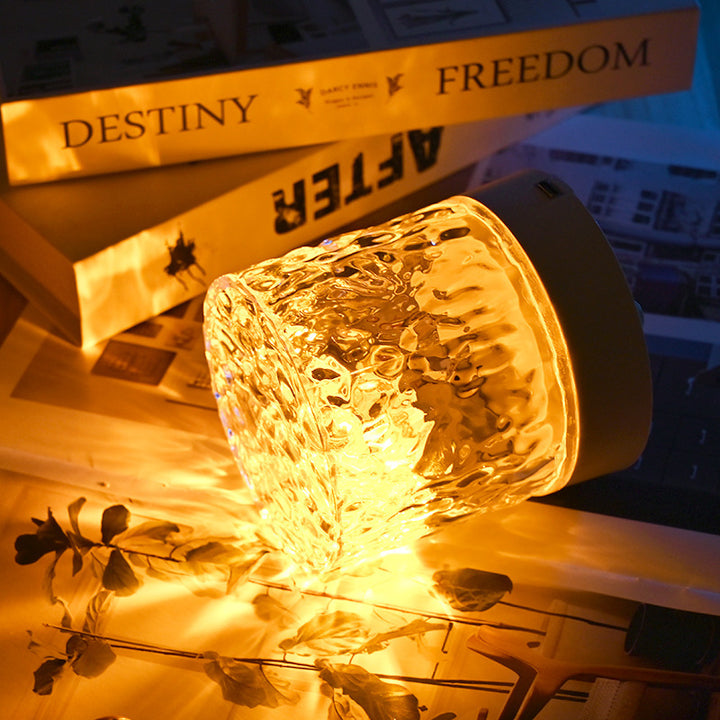 Crystal Lamp Water Ripple Projector Night Light Decoration Home Houses Bedroom Aesthetic Atmosphere Holiday Gift Sunset Lights Home Decor by 253444