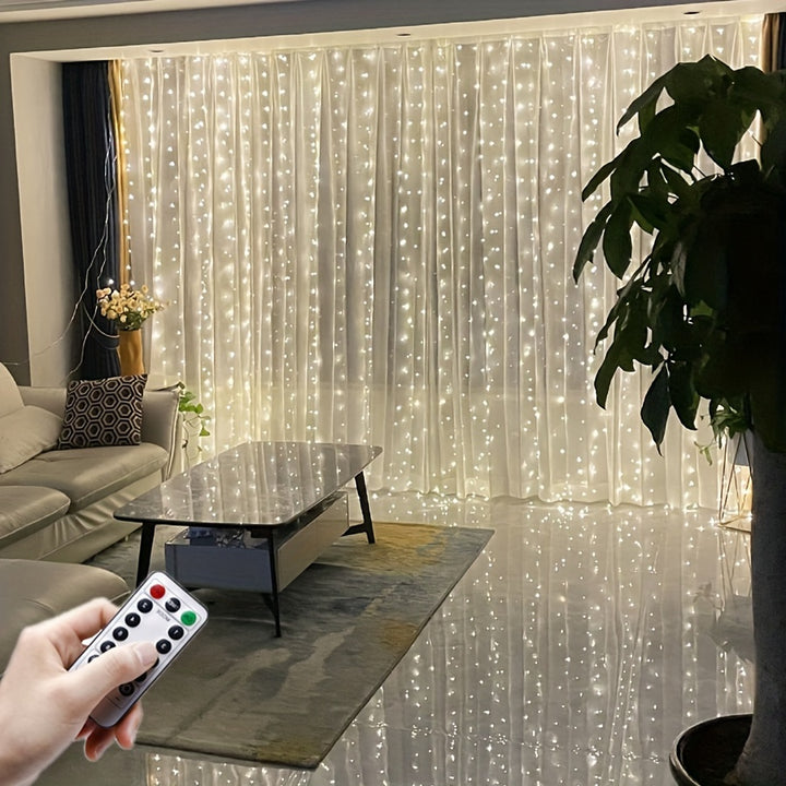 Luzes De Cortina 200 LEDs Branco Quente Casa HIUAN Remoto by Casa Perfeita