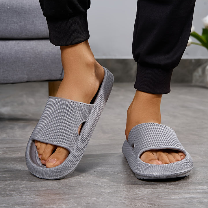 Women's Solid Color Flat Slides, Slip On Soft-sole Minimalist Shoes, Comfy & Casual Summer Light Shoes by Casa Perfeita