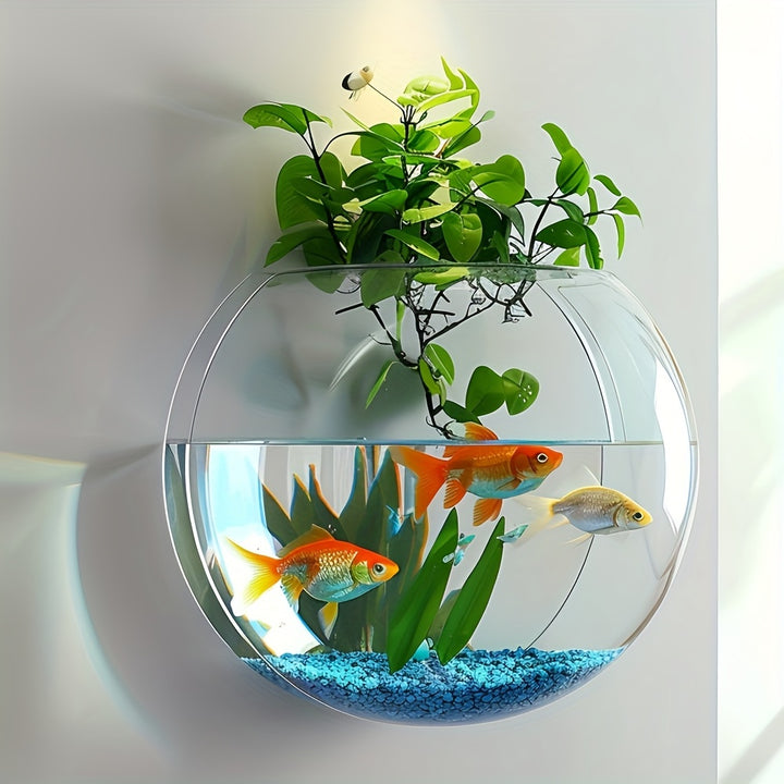 Wall-mounted flower pot, water-cultivated greenery flower pot, wall-mounted round decorative plate, transparent European-style vase, water-cultivated plant small fish tank dual-purpose, Christmas decoration flower pot by Casa Perfeita
