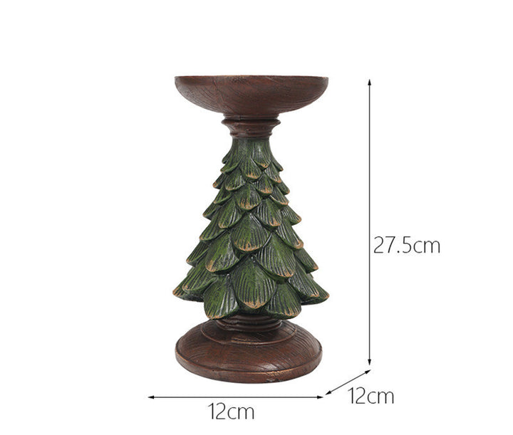 Resin Wooden Christmas Tree Candle Holder Base Figurine Christmas Decorations Candlestick Craft Home Living Room Decor by 253444