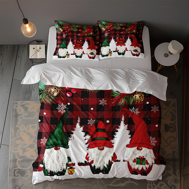 Conjunto Cama Natal Três Peças Capa Edredão Impressão