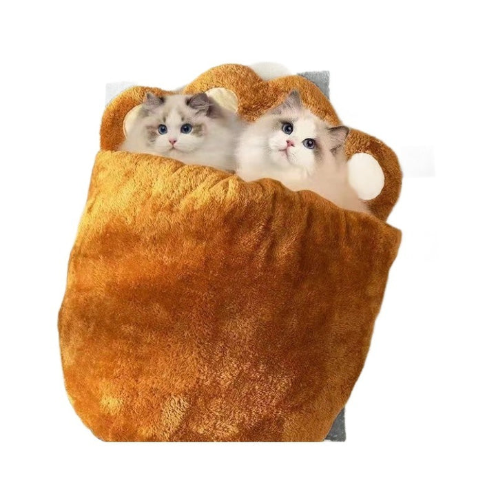 Cama De Gato Fofa Patas De Urso Casinha Gatos Semi Fechada