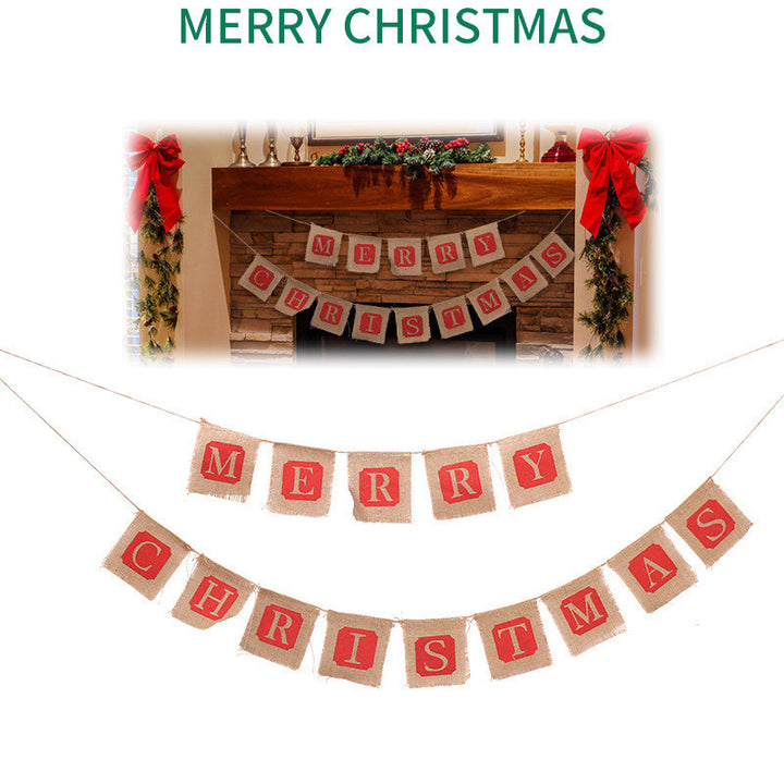 Merry Christmas Sackcloth Flag Christmas Banner Christmas Banner Decoration by 253444