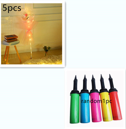 Buquê Rosas Balões LED Luminosos Transparente Bobo Ball