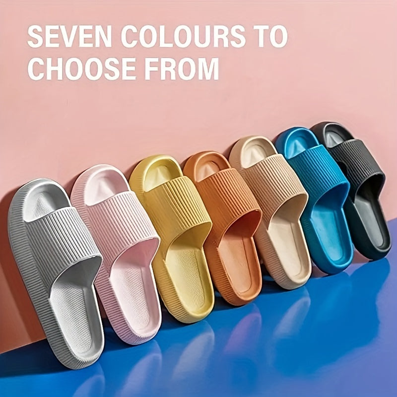 Women's Solid Color Flat Slides, Slip On Soft-sole Minimalist Shoes, Comfy & Casual Summer Light Shoes by Casa Perfeita