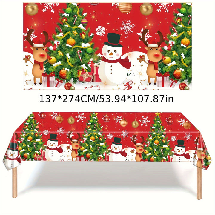 Toalha Descartável De Mesa Natal Para Festas Bonecos Neve