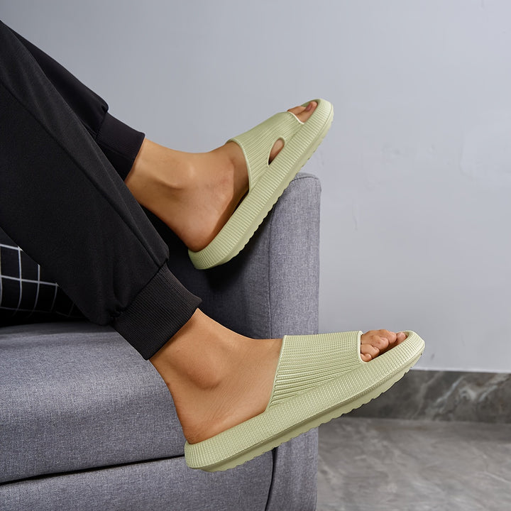 Women's Solid Color Flat Slides, Slip On Soft-sole Minimalist Shoes, Comfy & Casual Summer Light Shoes by Casa Perfeita