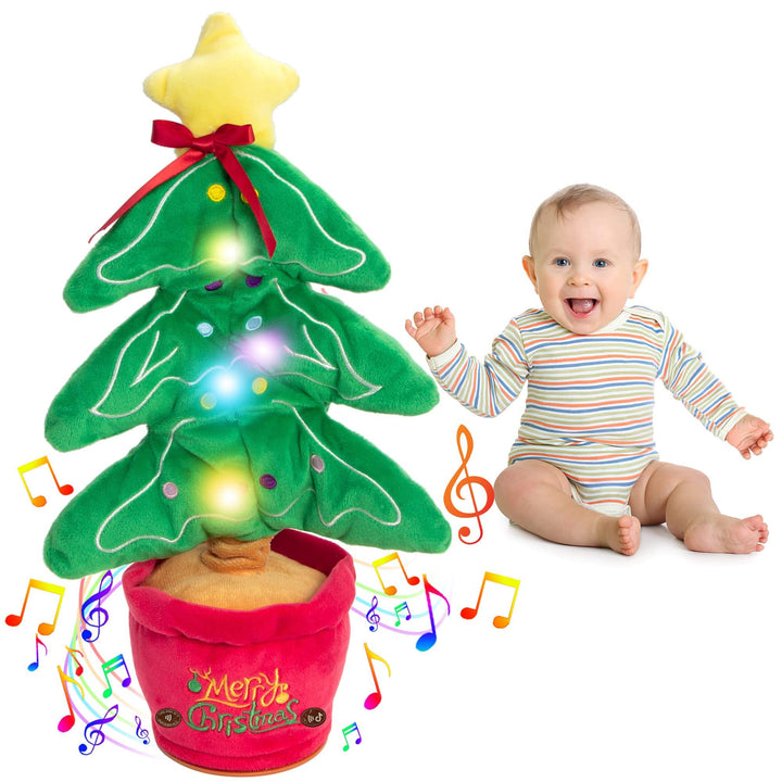 Dancing Christmas Toys Funny Tree Repeat Talking Electronic Plush Toys Can Sing Record Lighten Early Education Funny Gift Christmas by 253444