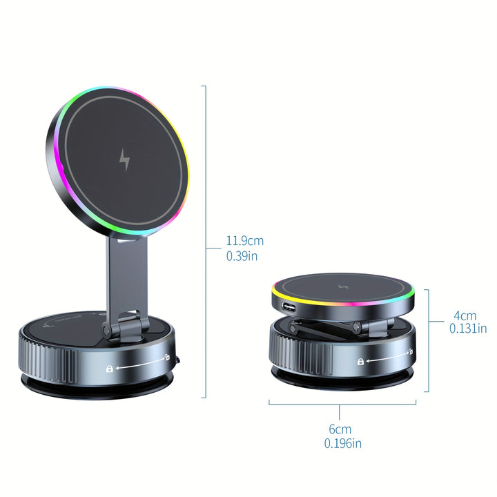 Carregador Sem Fios 15W Carro Ventosa 360 Magnética iPhone