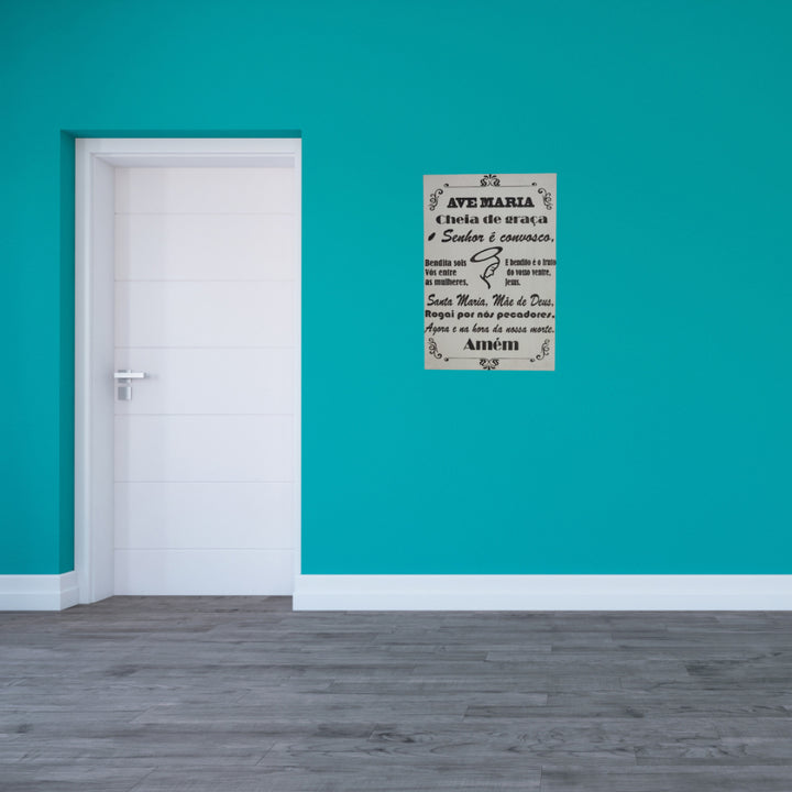 Quadro Oração Ave Maria Gravada a Laser MDF 3mm A4 Casa Perfetta