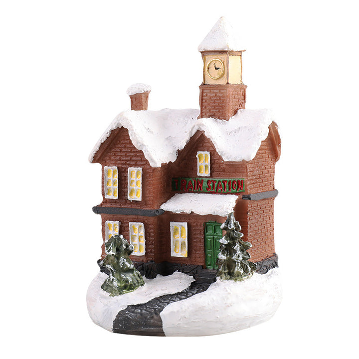 Christmas Small House Micro Landscape Resin Decorations by 253444