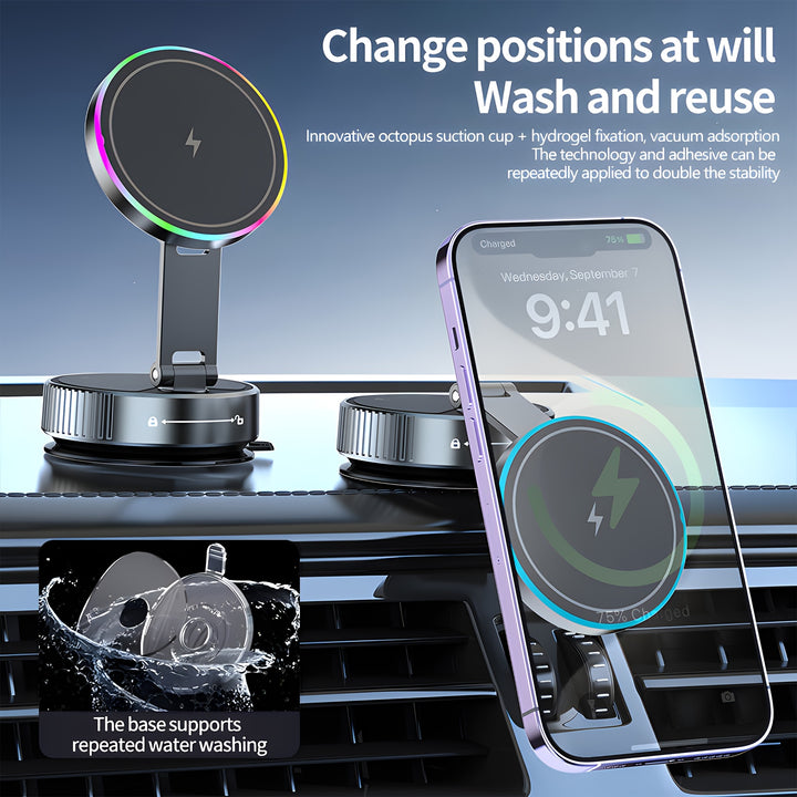 Carregador Sem Fios 15W Carro Ventosa 360 Magnética iPhone