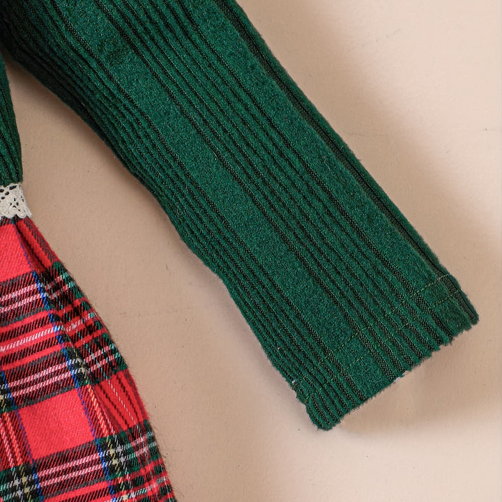 Conjunto Natal Meninas 2 Peças Cardigã E Vestido Xadrez