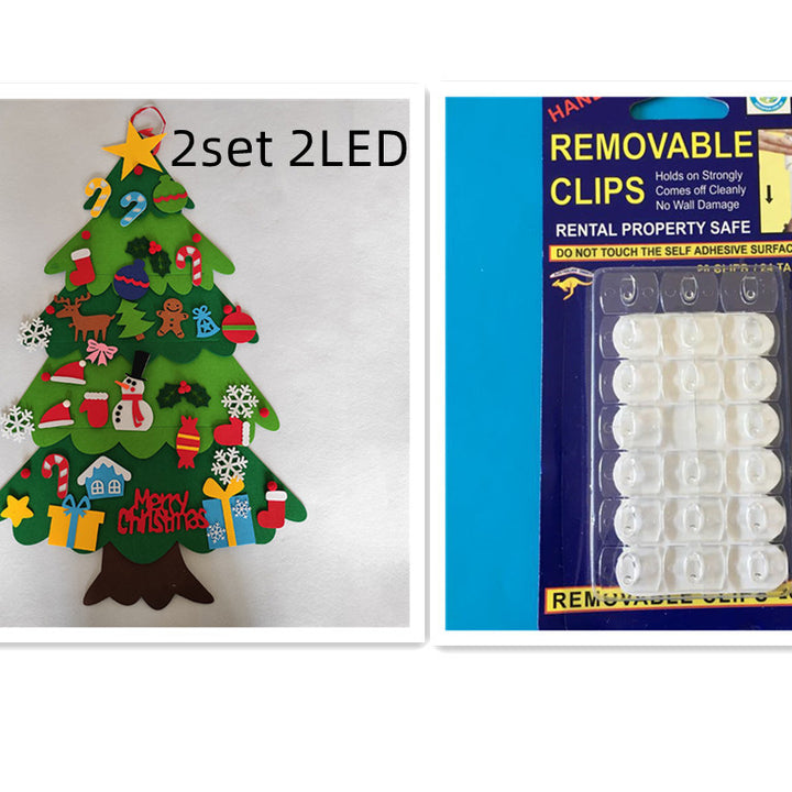 DIY Felt Christmas Tree New Year Toddler Kids Handmade Gift Toys Door Wall Hanging Ornaments Holiday Party Home Decor Set by 253444