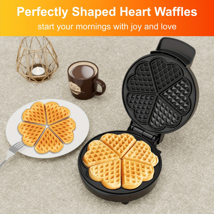 Máquina de Waffles Coração 5 Formas 750W Antiaderente