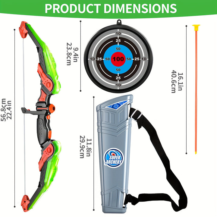 Conjunto Arco e Flecha LED Com 10 Flechas Ventosa Aljava