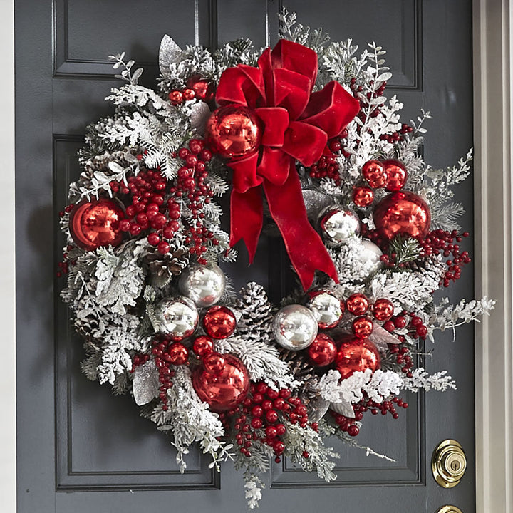 New Flocking Wreath Outdoor Decoration Door Hanging Christmas Wreath Rattan by 253444