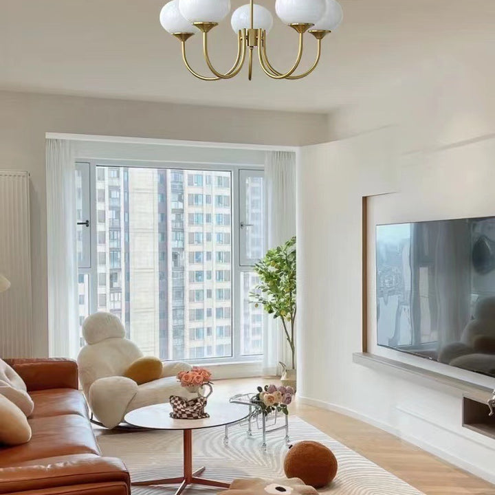 Lustre Retro Quarto Infantil Led Cinco Braços Vidro