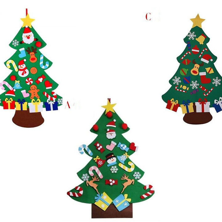 DIY Felt Christmas Tree New Year Toddler Kids Handmade Gift Toys Door Wall Hanging Ornaments Holiday Party Home Decor Set by 253444
