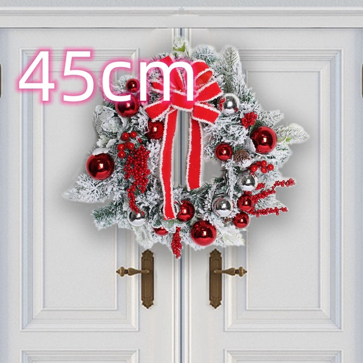 New Flocking Wreath Outdoor Decoration Door Hanging Christmas Wreath Rattan by 253444