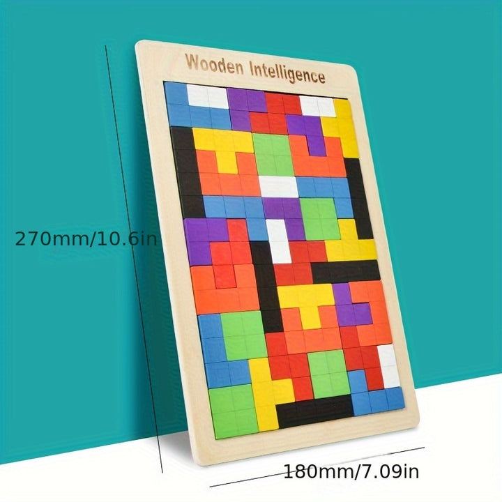 Blocos De Madeira 3D Coloridos Quebra Cabeça Educativo