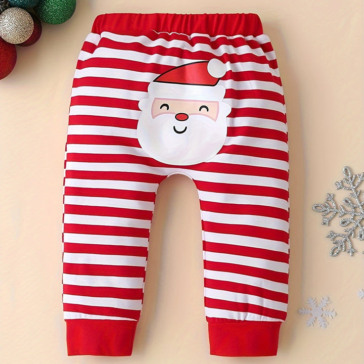 Conjunto Bebê Natal 3 Peças Casual Com Boné Papai Noel
