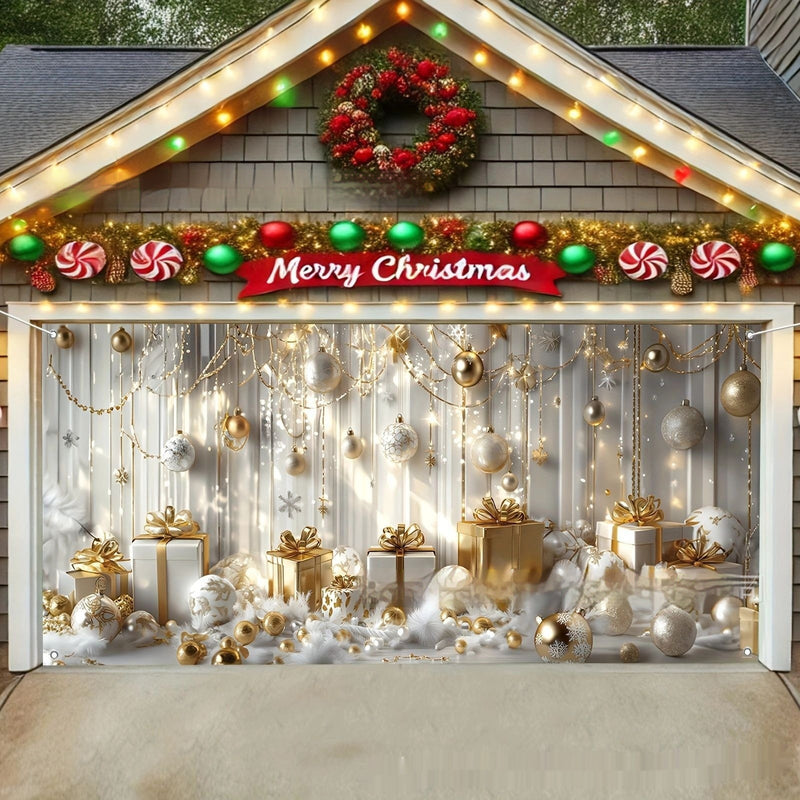 Large Size Christmas Ball Banner Background Fabric Hanging Cloth Party Decoration Flag by 253444