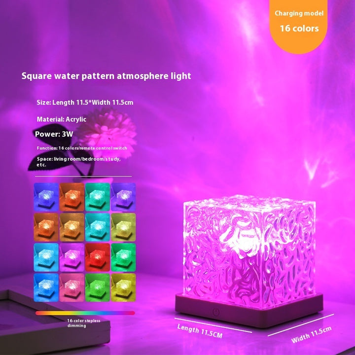 LED Water Ripple Ambient Night Light USB Rotating Projection Crystal Table Lamp RGB Dimmable Home Decoration 16 Color Gifts by 253444