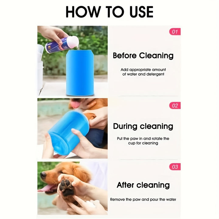 Portable Silicone Pet Paw Cleaner Cup for Dogs & Cats - Soft Bristle Brush, Non-Electric, PP Material, Blue - Ideal for Keeping Your Pet's Paws Clean Indoors, Dog Paw Cleaner by Casa Perfeita